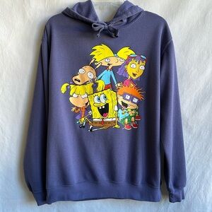 Nickelodeon purple SpongeBob and Little Rascals hoodie, size XL